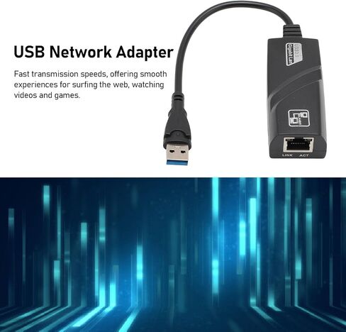 USB 3.0 to Gigabit Ethernet Network Adapter, 10/100/1000Mbps Portable USB Network Converter with Plug and Play for Vista 7 8 10 11, macOS, Linux in Kuwait