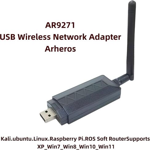WiFi Adapter for Kali Linux and Windows 7 8 10 11, 2.4G 150Mbps Speed, 1Pcs Arheros AR9271 Network Card with 2DBi Antenna in Saudi Arabia