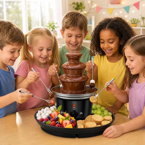 16oz Chocolate Fountain, 3-Tier MINI Chocolate Fondue Fountain with 6PCS Fondue Fork and Removal Tray for Treats/Fruits/Nuts in Saudi Arabia
