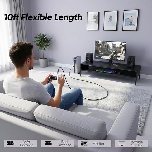 USB C 3.2 Gen 2 Cable 10ft Long, 4K@60Hz 1080P@120Hz Video Monitor Display in Kuwait