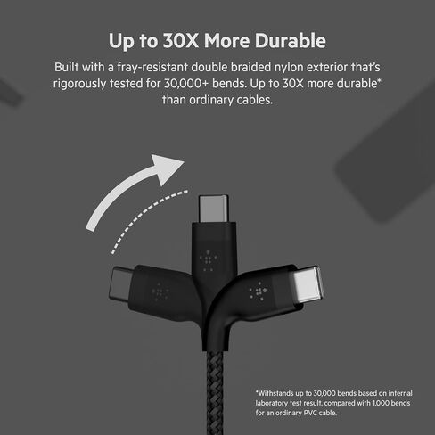 Belkin USB C to USB C Braided Cable 9.9ft Fast iPhone Charger Cord in Kuwait