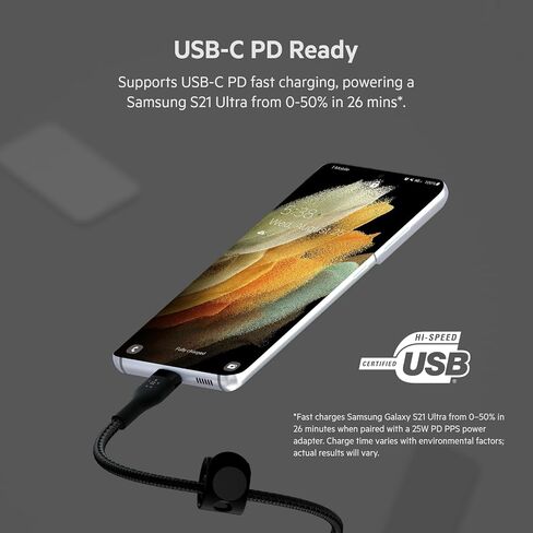 Belkin USB C to USB C Braided Cable 9.9ft Fast iPhone Charger Cord in Kuwait