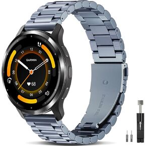 Compatible with Garmin Venu 3 Watch Band 45mm/Venu 4 45mm/Venu 2/Vivoactive 4, 22mm Quick Release Stainless Steel Metal Strap Replacement Wristband for Forerunner 570-47mm/265/255 Men Women in Saudi Arabia