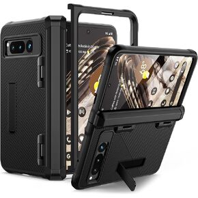 Lanhiem for Google Pixel Fold Case, Built-in Screen Protector Full Body Hinge Protection Shockproof Cover with Kickstand for Pixel Fold, Black in Saudi Arabia