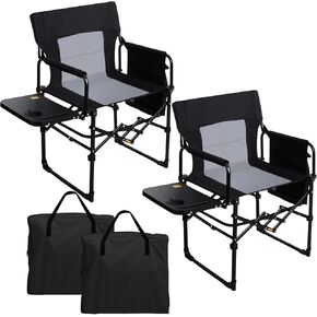 Romswi 2Pack Director Chairs for Outdoor, Folding Camping Chair, Compact Directors Chair Side Table and Side Bag, Heavy Duty Oversize Chair for Beach Fishing Picnic, Holds up to 400 lbs Blue in Kuwait
