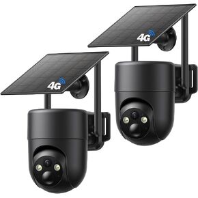 Oculview 4G LTE Cellular Security Camera 2 Pack, Easy to Install, Off Grid Solar Powered, No WiFi Needed for Farm, Ranch, Jobsite, 2K Color Night Vision, 360° View, Built-in SIM Card - Black in Saudi Arabia