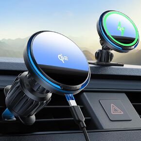 Lamicall 15W for QI2 Magsafe Car Mount Charger Vent Dashboard RGB LED 360° in Saudi Arabia