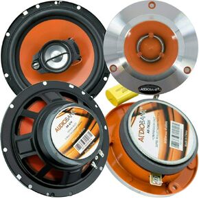 Audiobank AB674 6.5-Inch 3-Way Coaxial Car Speakers with TW220 3.75-Inch Super Bullet Horn Tweeters - 600W Peak, 4 Ohm, Pair Speakers + Pair Tweeters in Kuwait