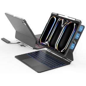 حافظة لوحة مفاتيح مغناطيسية من LAUDTEC مع محور 5 في 1 لجهاز iPad Pro وAir مقاس 13 بوصة in Kuwait