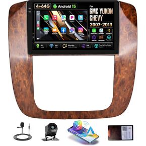 [4+64GB] Android 15 Car Radio Stereo for GMC Yukon Chevy Silverado Tahoe Suburban 2007-2013 with Wireless CarPlay Android Auto,9" Touch Screen Car Radio with Bluetooth GPS WiFi FM/RDS EQ SWC in Kuwait