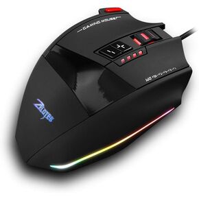 C-13 Wired Gaming Mouse 13 Programming Keys Adjustable 10000DPI RGB Light Belt 128KB On-Board Memory Built-in Counterweight Mechanism, Black in Saudi Arabia