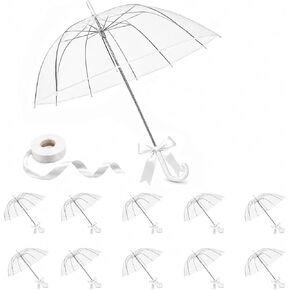 5/10/20 Pack Clear Umbrellas for Wedding, 39 Inch Transparent POE Dome Umbrella with Auto Open, Stainless Steel Frame and White J Handle, Bulk Umbrellas for Wedding Guests, Photography and Outdoor Parties in Saudi Arabia