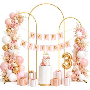 2 Pack Gold Metal Arch Backdrop Stand(7.2FT/6FT),Easy-Install Balloon Arch in Kuwait