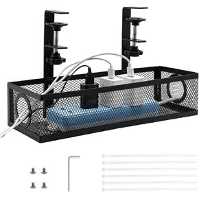Under Computer Desk Cable Management Tray, No Drill Clamp-On Cord Organizer, Sturdy Metal Wire Tray for Office & Home Desks, Black in Kuwait