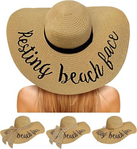 Floppy Beach Sun Hats for Women, Wide Brim Summer Straw Hat in Kuwait