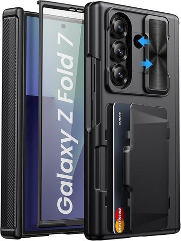 for Samsung Galaxy Z Fold 7 Case with Card Holder, Black in Saudi Arabia