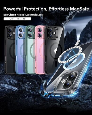 ESR for iPhone 16 Case, Compatible with MagSafe, Shockproof Military-Grade Protection, Magnetic Phone Case for iPhone 16, Classic Hybrid Case (HaloLock), Clear in Kuwait