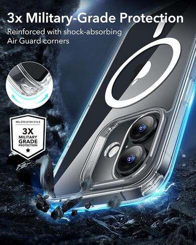 ESR for iPhone 16 Case, Compatible with MagSafe, Shockproof Military-Grade Protection, Magnetic Phone Case for iPhone 16, Classic Hybrid Case (HaloLock), Clear in Kuwait