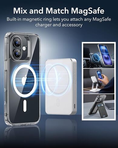ESR for iPhone 16 Case, Compatible with MagSafe, Shockproof Military-Grade Protection, Magnetic Phone Case for iPhone 16, Classic Hybrid Case (HaloLock), Clear in Kuwait