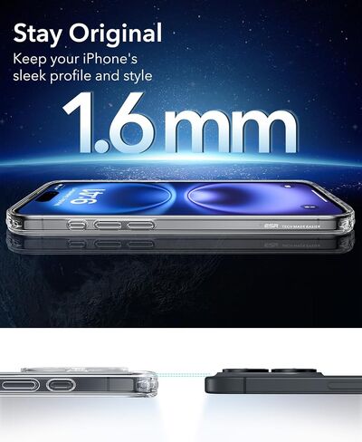 ESR for iPhone 16 Case, Compatible with MagSafe, Shockproof Military-Grade Protection, Magnetic Phone Case for iPhone 16, Classic Hybrid Case (HaloLock), Clear in Kuwait