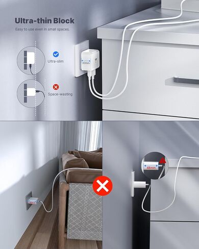 2-Pack 40W Flat USB C Charger Block 4 Multi Slim Flat Wall Charger Multiple Ports Fast Charging Adapter with PD20W & QC 3.0 Charger Plug for iPhone 17/16/15/14/13/ Pro/Pro Max, Samsung Galaxy, iPad in Saudi Arabia