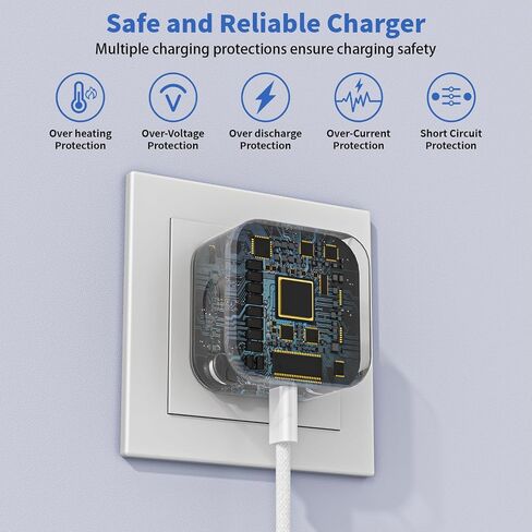iPhone 17 Charger Fast Charging, USBC Charger 2 Pack 40W Foldable Dynamic USB C Apple Power Adapter with 60W Max, 6FT USB C Cable Woven Cord for iPhone 17 Air/17 Pro Max/16/16 Pro/15/iPad Pro/Air/Mini in Kuwait