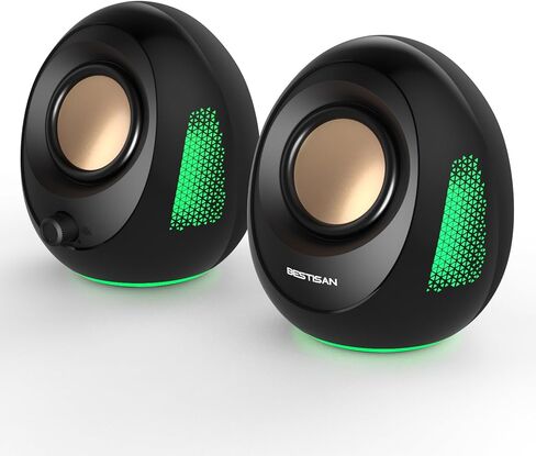 BESTISAN Computer Speakers, 20W Peak Power Bluetooth 5.4, USB & USB-C Powered PC Speakers with 9 RGB Light Modes, Gaming Desktop Speakers, Plug & Play Stereo & Enhanced Bass for Laptop Desktop Monitor in Kuwait