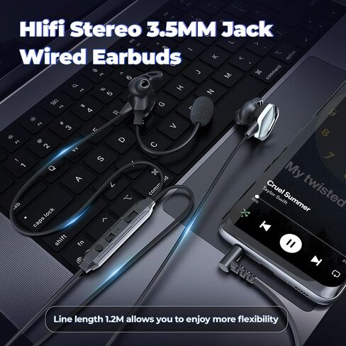 VersionTECH. Gaming Earbuds with Mic, in-Ear Gaming Headphones Wired with Microphone Dual Audio Drivers Noise Cancelling Stereo Bass 3.5mm Compatible for PC/PS5/PS4/Xbox/Nintendo/Switch/Mobile in Kuwait