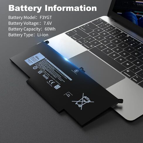 بطارية كمبيوتر محمول 60Wh F3YGT 7480 7490 7390 لأجهزة Dell Latitude 7480 7490 7390 in Kuwait