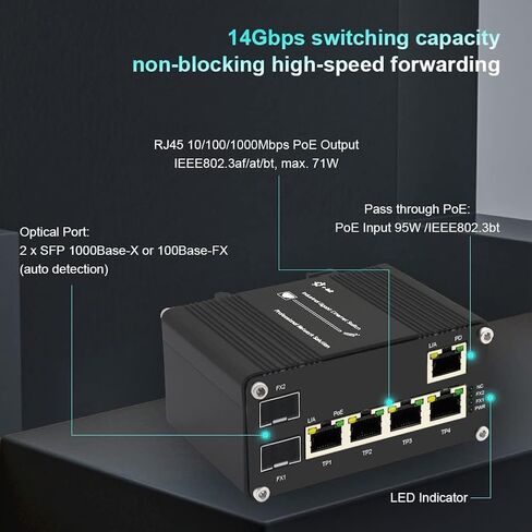 محول عبور صناعي 2 SFP + 5 منافذ جيجابت بو إي in Kuwait