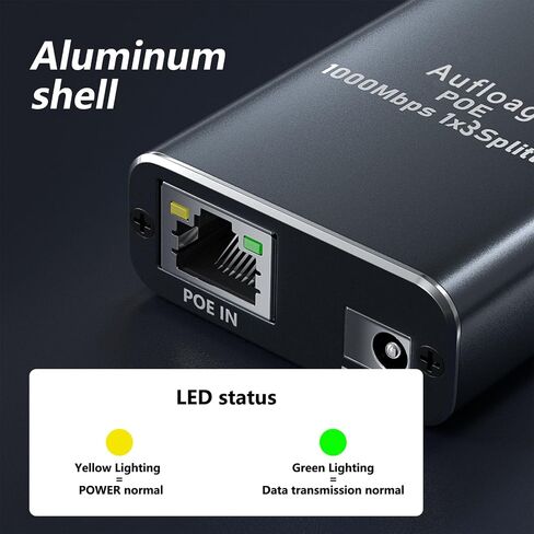محول Gigabit PoE من 1 إلى 3-1000M POE Splitter 1 in 3 Out، إجمالي 90 وات مع موسع 3PoE+، متوافق مع كابل Cat5/5e/6/7/8، التوصيل والتشغيل، محول شبكة 5 منافذ لنقطة وصول هاتف PoE IP in Kuwait