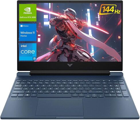 HP Victus 15.6 i5 Gaming Laptop, 15.6" FHD 1920*1080 144Hz, Intel Core i5-12450H, NVIDIA GeForce RTX 3050, 32GB RAM, 1TB SSD, Backlit KB, Touchpad, SD Card Reader, Webcam, HDMI, Wi-Fi 6, W11 H, Blue in Kuwait