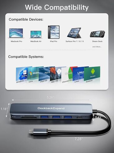 محور USB C، Dockteckتوسيع 5 في 1 محول USB-C متعدد المنافذ in Kuwait