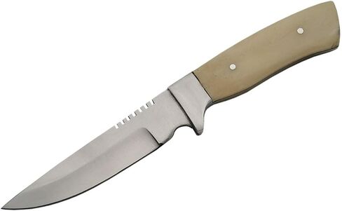 SZCO Full Tang Bowie Knife 7 Inch - Pocket Knifes with Stainless Steel Blade, Straight Bone Handle & Leather Sheath - Camping Knife for Hiking, Camping & Outdoor - Skinning knife for Men in Saudi Arabia