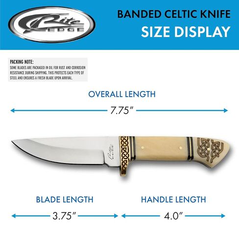 SZCO Full Tang Banded Celtic Hunting Knife 8 Inch - Camping Knife with Bone Handle, Stainless Steel Blade & Sheath - Pocket Knife for Hunting, Camping & Outdoor uses - Knives for Men in Saudi Arabia