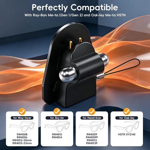 2 Pack USB C Charging Adapter Connector for Ray-Ban Meta AI Smart Glasses (Gen 1 & Gen 2) Wayfarer/Skyler/Headliner/Scriber & Oakley Meta HSTN, LED Indicator Portable Replacement Charger Accessories in Kuwait