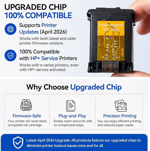 Upgraded Chip 67XL Black Ink Cartridges Compatible for HP 67 67XL Black Ink Cartridge Work with DeskJet 2855e 2827e 2800e 4255e 2755e 2700 4155e 4227e 2700e 2734e 2852e Envy 6055e 6000 6455e Printer in Kuwait