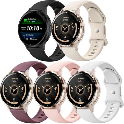 5 Pack 18mm Silicone Watch Band Compatible with Garmin Venu 3S /Venu 4 41mm/Venu 2S/Vivoactive 4S/Vivomove 3S/Forerunner 255S/265S, Quick Release Soft Sport Straps for Women Men in Saudi Arabia