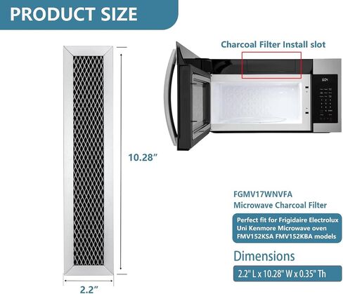 FGMV17WNVFA Microwave Charcoal Filter Fit for Frigidaire 10.28" x 2.2" in Saudi Arabia