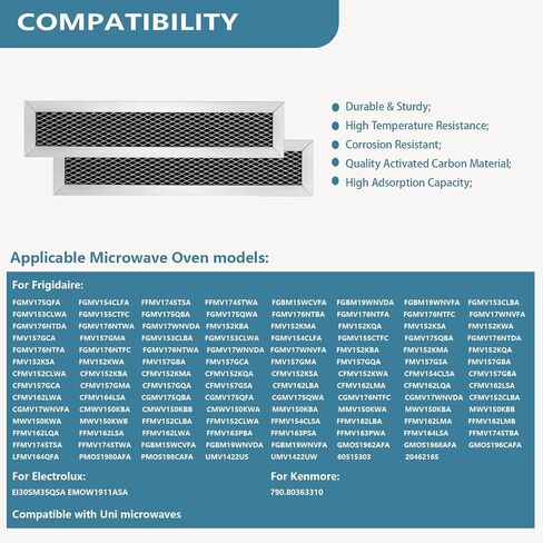FGMV17WNVFA Microwave Charcoal Filter Fit for Frigidaire 10.28" x 2.2" in Saudi Arabia