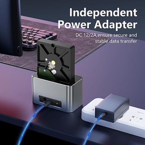 Hybrid Dual-Drive Hard Drive Docking Station, Supports 1×SATA HDD/SSD (2.5"/3.5") + 1×M.2 NVMe SSD, USB-C Tool-Free External Dock for Data Access & Backup in Saudi Arabia