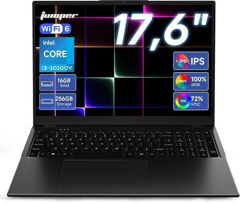 jumper 17.6" Laptop, i3-10100Y CPU, 16GB RAM 256 SSD, 100% sRGB FHD Display in Saudi Arabia