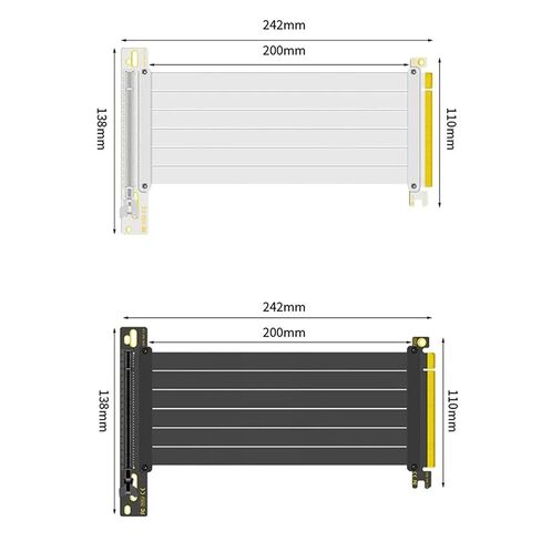 GPU Extension Cable 200mm Shielded Flexible 90° Mounting Graphics Card Cable PCIE4.0 X16 Riser Video Card for GPU(PCI-E 4.0,White-20cm) in Kuwait