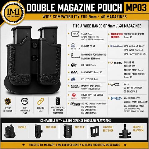 IMI Defense Double Magazine Pouch for 9mm/.40 in Saudi Arabia