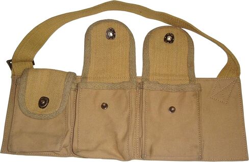 warreplica WWI US BAR 1918 Magazine Bandolier|Authentic Khaki Canvas Reproduction|6-Pocket Ammo Carry Pouch for Browning Automatic Rifle|WW1 Military Field Gear for Reenactors & Collectors in Kuwait