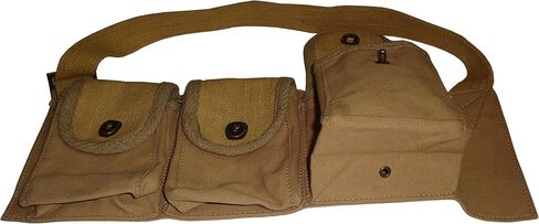 warreplica WWI US BAR 1918 Magazine Bandolier|Authentic Khaki Canvas Reproduction|6-Pocket Ammo Carry Pouch for Browning Automatic Rifle|WW1 Military Field Gear for Reenactors & Collectors in Kuwait