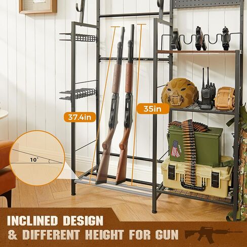 DGWJSU Gun Rack, 8 Rifle Rack Stand with Pistol Shelves, Indoor Gun Rack for Wall Mount, Floor Gun Stand with 2 Bottom Storage Shelves, Folding Gun Rack Stand for Hunting Rifle Airsoft Gun Holder in Saudi Arabia