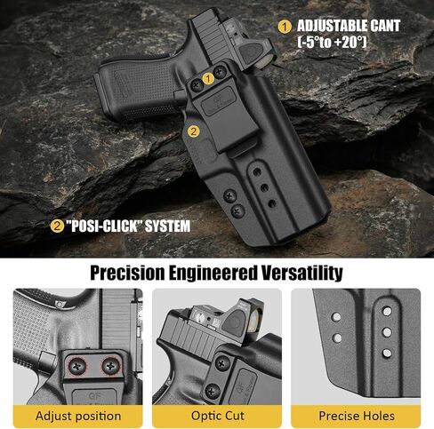 IWB Holster for Glock 19 17 19X 34 44 45 (Gen 1-6) & Glock 32 (Gen 3-4), Ruger RXM, Inside Waistband Concealed Carry Holster, Optic Cut, Adjustable Cant & Height, Right Hand, Black (OWB Ready) in Saudi Arabia