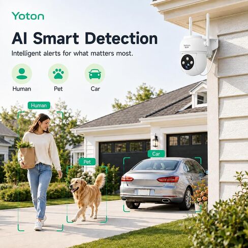 YOTON 2K Outdoor Security Camera 5G WiFi 360° Auto Tracking, Plug-in in Kuwait