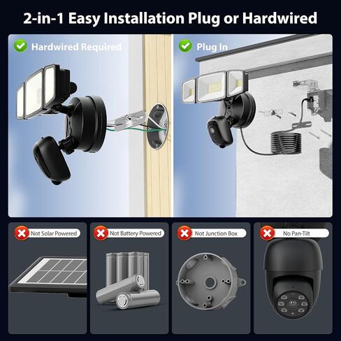 Onforu 2K Floodlight Camera Plug&Hardwired, Smart Security Camera Outdoor in Kuwait